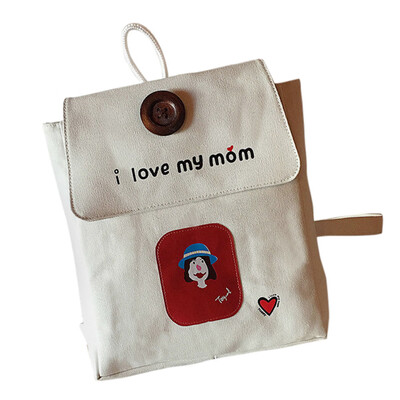 

Tailored Girl Print I Love Mom Backpack Casual College Bookbag Daily Travel Bag BK