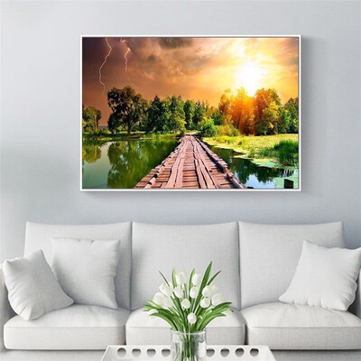 

DIY Diamond Embroidery Bridge Mosaic Landscape Cross Stitch Home Decor Handmade 5D Diamond Painting Scenery Needlework