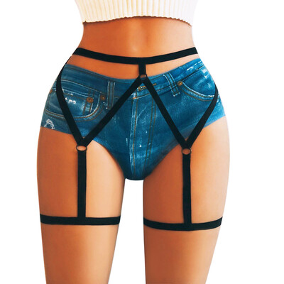 

Toponeto Womens Sexy Elastic Goth Leg Garter Belt Leg Decoration Harness Pantie Lingerie