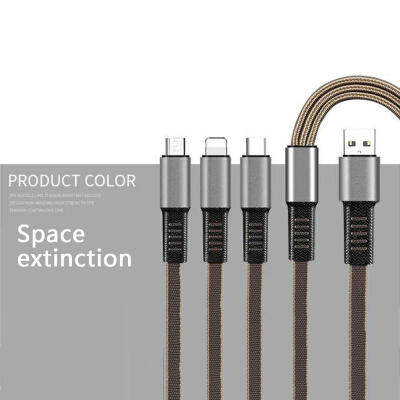 

3 In 1 Multi Charging Cable Nylon Braided USB To Type-C Micro USB Lightning Fast Charging Cord For Mobile Phone-12m