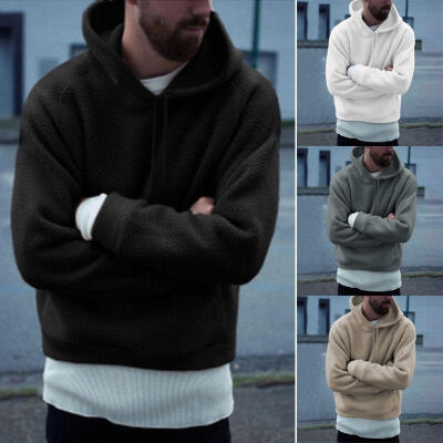 

Men Winter Fluffy Hoodie Pullover Casual Fleece Sweatshirt Hooded Coat Sweater