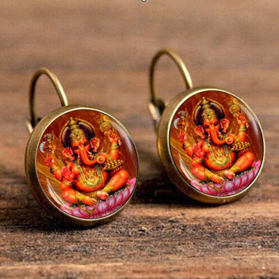 

Peace Sign Buddha Drop Time Gem Earrings Gift for Women & Girls