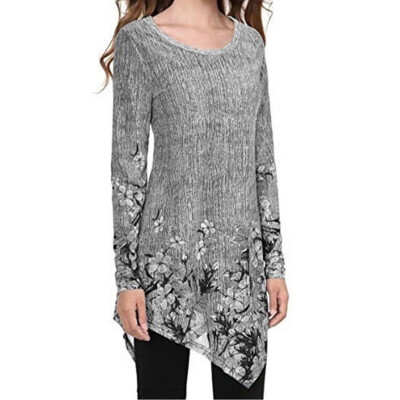 

Starmoon Plus Size Women Loose Leisure Printed collar Long Sleeve T-shirt