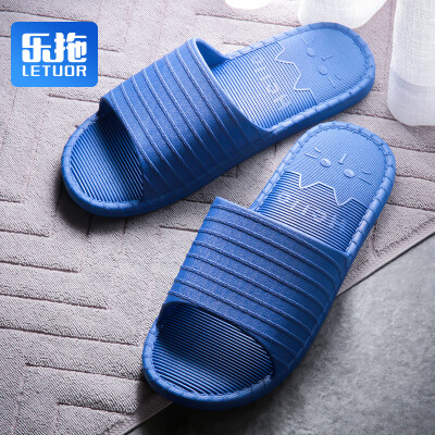 

Le drag slippers couple sandals men&women four seasons indoor home bathroom bath fashion leisure swimming non-slip cool summer waterproof floor mute thick soft bottom SJ1906A dark blue 4243