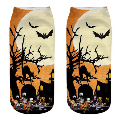 

New Funny Happy Halloween Socks 3D Printed Woman Socks Pumpkin Lantern Pattern Short Socks Party Supplies Harajuku Ankle Socks