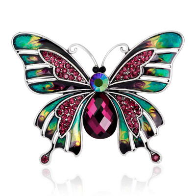 

Vintage Enamel Rhinestone Diamante Butterfly Brooch Broach Pin Wedding Decor