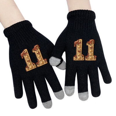 

Animemerch Stranger Things Gloves Eleven Demogorgon Cosplay Gloves Full Finger Gloves Printed Gloves Winter Warm Mitten