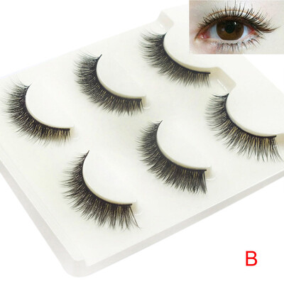

〖Follure〗3Pairs Long Cross False Eyelashes Makeup Natural Fake Thick Black Eye Lashes A