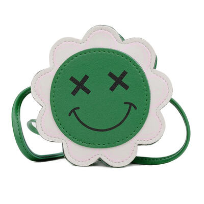 

Cute Smile Flower Shaped Shoulder Handbags Leather Kids Crossbody Bags