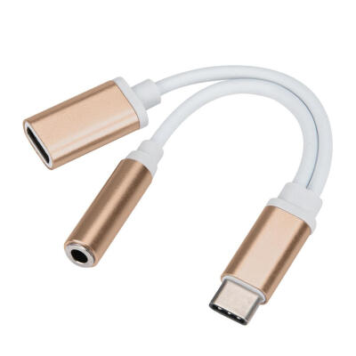 

2 in 1 USB-C Type-C Male Audio Cable to 35mm Female Audio Jack Headset