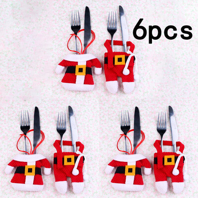 

6pcs Cloth Christmas Tableware Silverware Cutlery Holder Bag Table Decorations