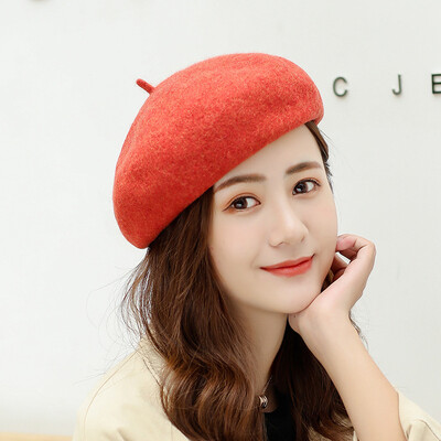 

Hat Female Japanese Fall&Winter Wool Berets Retro-vintage 100 Sets Pure Wool Painter Hat Korean Edition Literary Bud Cap