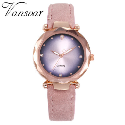 

Vansvar Vintage Leather Women Watches Luxury Top Brand Floral Pattern Casual Quartz Watch Women Clock Relogio Feminino Hot 533