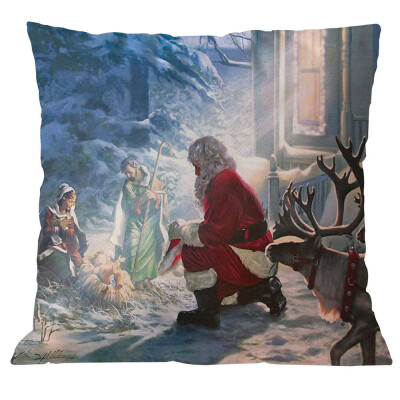 

Tailored Merry Christmas Pillow Cases Linen Sofa Cushion Cover Home Decor Pillow Core