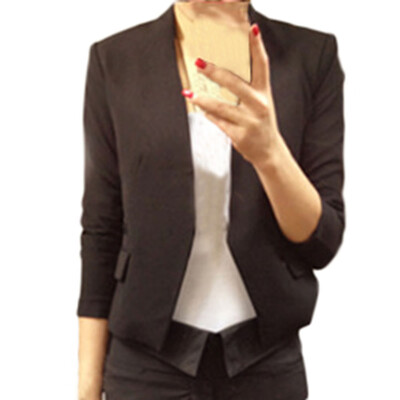 

Roseonmyhand Fashion Women OL Style Nine Quarter Puff Sleeve Blazer Elegant Slim Suit Coat