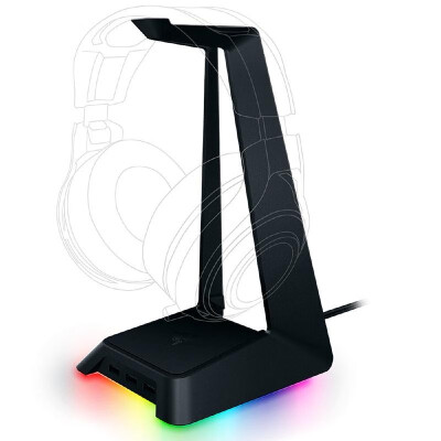 

Razer Base Station Chroma Enabled Headset Stand Headphone Support Holder Chroma RGB Lighting 3 USB 30 Ports Detachable Base for G