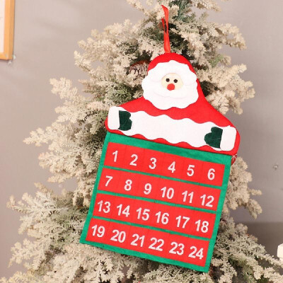 

Christmas Countdown Calendar Non-woven fabric Santa Claus Ornaments Xmas Gift New Year Home Office Pendant Decoration Prop