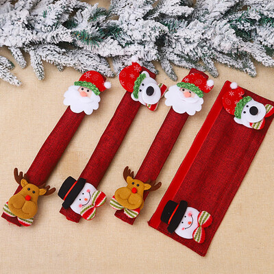 

Siaonvr Christmas Refrigerator Door Handle Cover Set of 4 3D Fleece Cover for Double