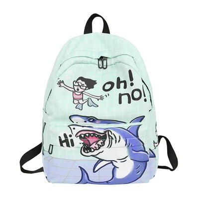 

Cartoon Graffiti Print Backpack Women Girl Nylon Travel Shoulder Schoolbags