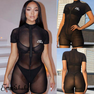 

Sexy Womens Summer Sheer Fishnet Bikini Cover Up Jumpsuit Beach Romper Playsuit