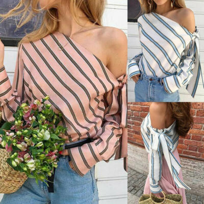 

USA Women Ladies Loose Casual Long Sleeve T-Shirt Cotton Blouse Tops T-Shirt