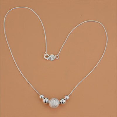 

Platinum 925 Silver Chain Bead Necklace Chain Bead Necklace Jewelry
