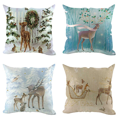 

Siaonvr 4Pcs Christmas Pillow Cover Pillowcases Decorative Sofa Cushion Cover Decoration