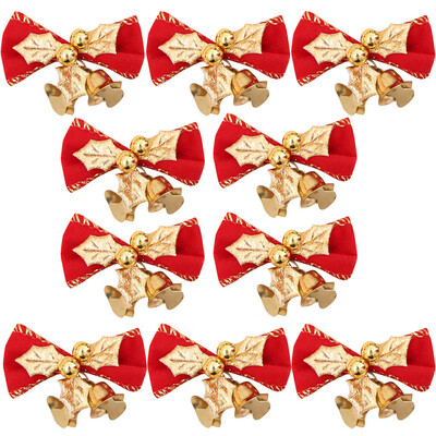

〖Follure〗10PC Christmas Tree Decoration Xmas Bowknot Bell Party Garden Wedding Ornament