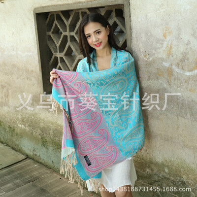 

New cashew scarf female autumn&winter national wind shawl dual-use jacquard Lijiang shawl scarf autumn&winter women wholesale