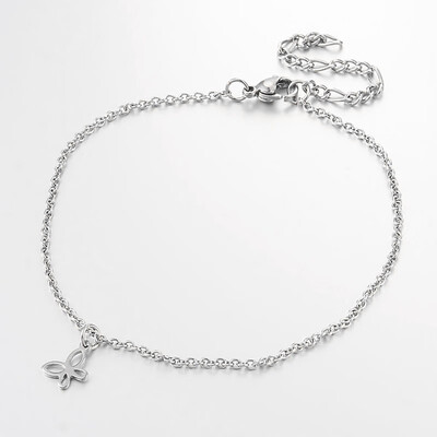 

Butterfly Stainless Steel Pendant Anklets with Lobster Clasps&End Chains Stainless Steel Color 230x2mm