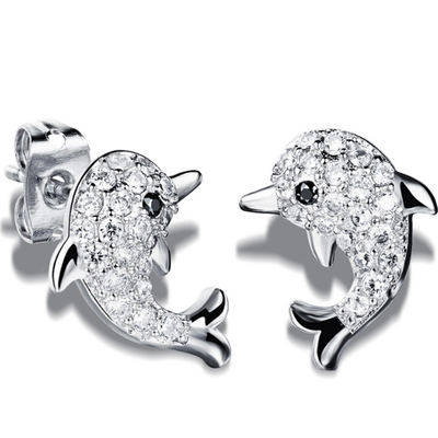 

1 Pair of The Little Dolphin Earrings - Plated Platinum Fashion Accessories Delicate Jewelry