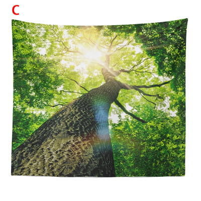 

Toponeto Misty Forest Tapestry Wall Hanging Nature Landscape Tapestry Sunshine Through Tree Tapestries for Bedroom Living Room