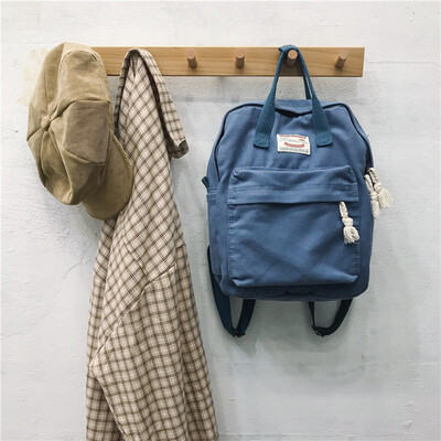 

Double shoulder bag female Korean version of high school students simple fashion schoolbag ins canvas backpack