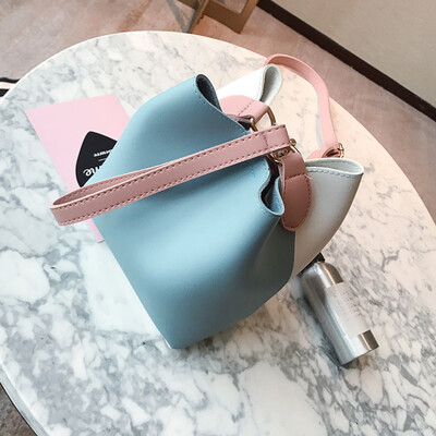 

Tailored Fashion Women Leather Wide Handbag Patchwork Shoulder Crossbody Bucket Bag