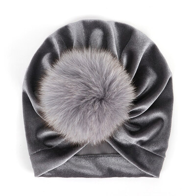 

2 Styles New Baby Girl Boy Newborn Baby India Hat Infants Soft Solid Flower Cap Raccoon Fur Pompom Beanie Hat