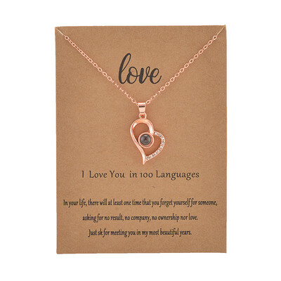 

With Card Heart Shape 100 Language I love You Necklace For Women Wedding Letter Necklace Jewelry Drop Shipping