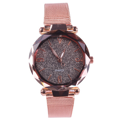 

Womens quartz watch simple diamond mesh with starry watch vibrato