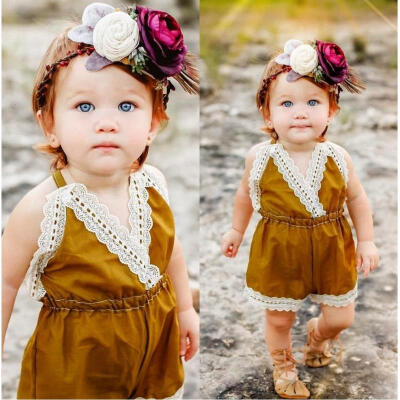 

Adorable Baby Girls Halter Lace One-pieces Romper Jumpsuit Sunsuit Clothes 0-24M