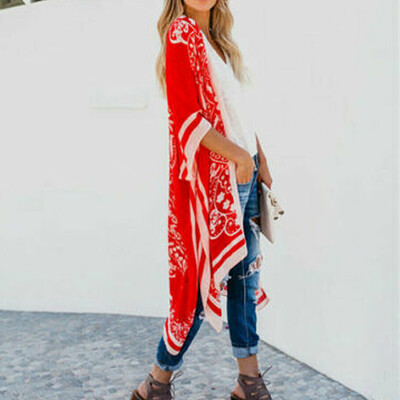 

Fashion Women Boho Floral Loose Shawl Kimono Cardigan Top Cover up Blouse