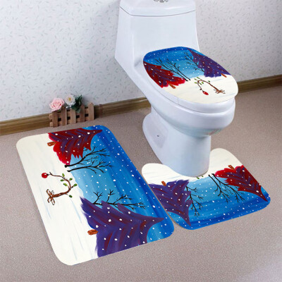 

Tailored 3PCS Christmas Bathroom Non-Slip Pedestal Rug Lid Toilet Cover Bath Mat Set