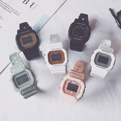 

Ins Super Fire Electronic Watch Male Student Sports Square Girl High School Student Couple Girl Junior High School