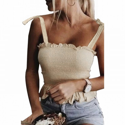 

Wearing a solid color vest top womens slim short T-shirt