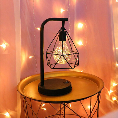 

Gobestart Nordic Style Iron Wire LED Blub Night Light Table Lamp Home Bedroom Decor