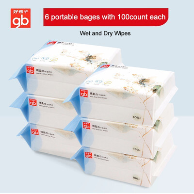 

Goodbaby Wet&Dry Wipes Gentle Disposable Cleansing Cloths 100 countbag x 6bags Dry Wipe Size is 472 x 787 inches