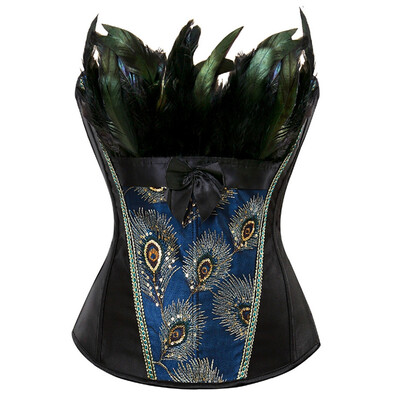 

Lace-Up Feather Sequined Embroidered Corset