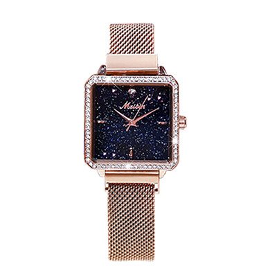 

Creative Women Watches Starry Sky Dial Ladies Luxury Square Quartz Wristwatch Alloy Strap Clock Casual Party Zegarki Damskie