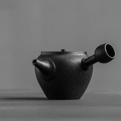 

Black Side Handle Ceramic Teapot wt Red Clay Inside for Gongfu Tea 250ml 845oz