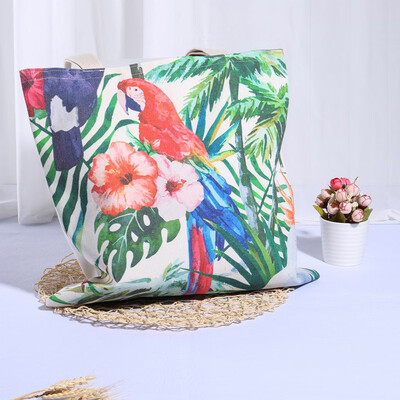 

Gobestart Portable&Washable Linen Plant Pattern Receipt Bag Reusable Shopping Bag