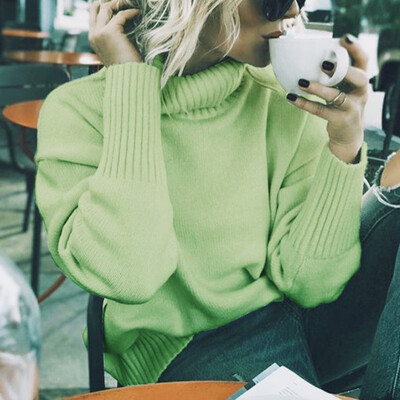 

Women Winter Turtleneck Sweater Warm Long Sleeve Solid Tops Casual Outwear Loose