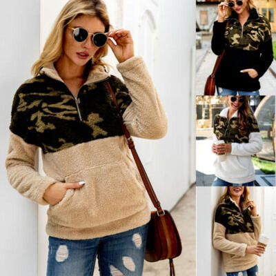 

US Women Winter Teddy Bear Fleece Turtleneck Sweater Ladies Pullover Jumper Coat